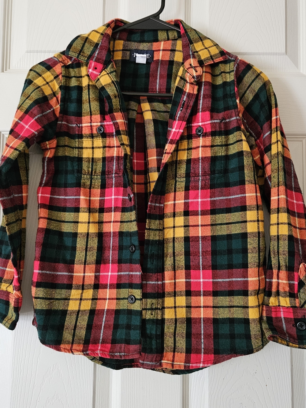 The Children's Place Plaid Flannel button down Shirt Size 7/8 fall colors